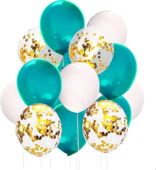 青色白金气球 15 件 qian 派对青色白金生日派对装饰女士青色白金新娘